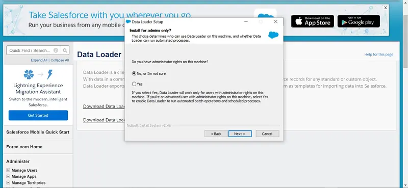 Data Loader CLI interface displaying the data loading screen, indicating the process of data transfer in progress.