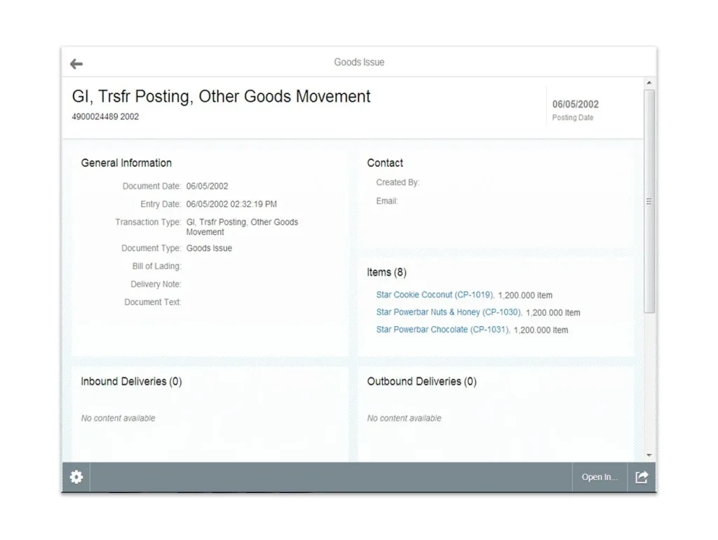 SAP Fiori Goods Issue App Screenshot SAP MM Fiori apps