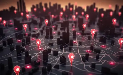 map city with many red dots i ServiceNow Vault