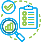 solution validation and deployment A magnifying glass to zoom report denoting HRSD solution validation and deployment stage.
