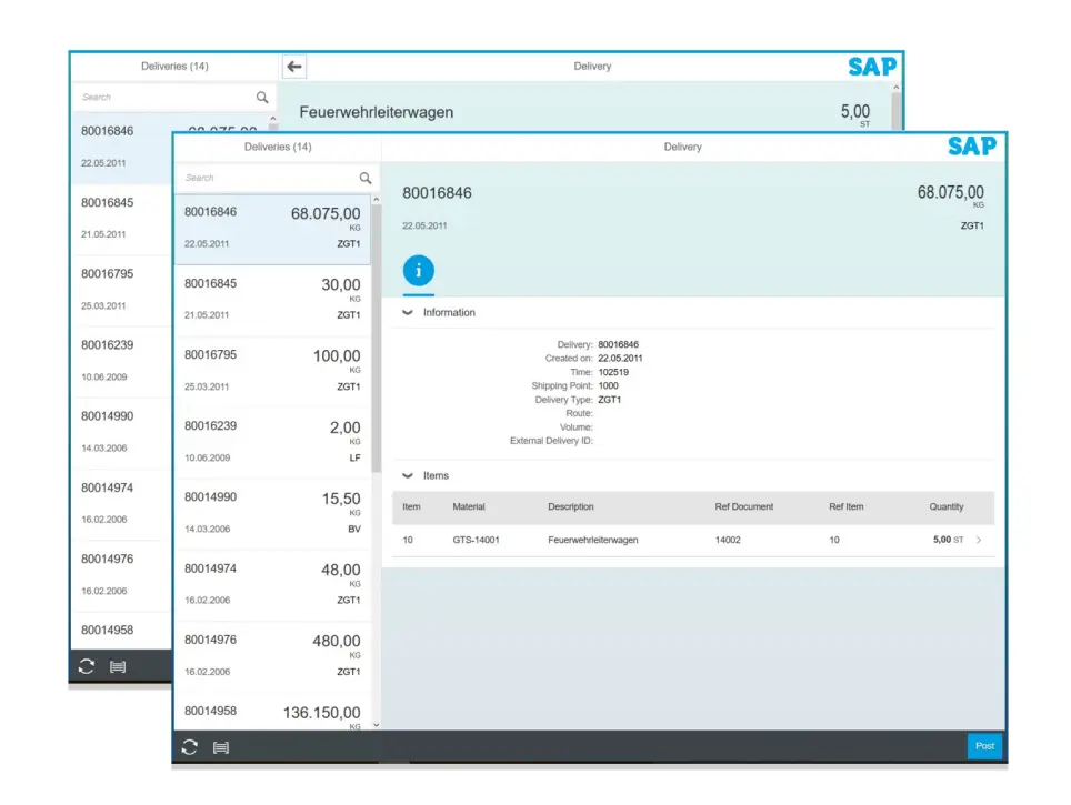 SAP Delivery Post goods issue sap sd fiori apps