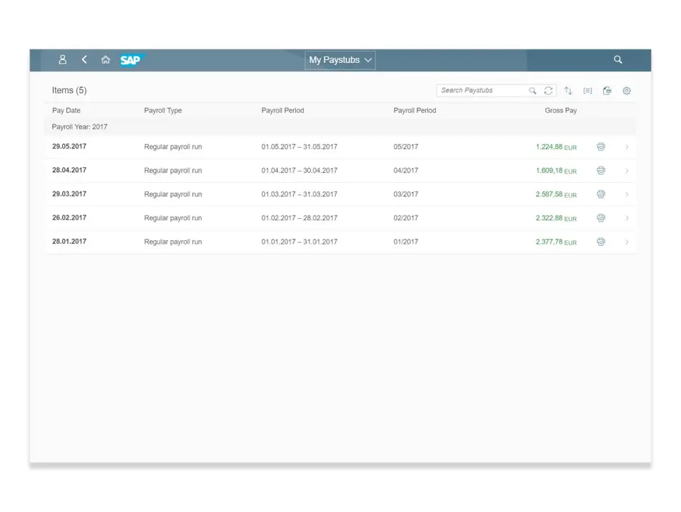 SAP Fiori My Paystubs App SAP HR Fiori Apps Support and Services