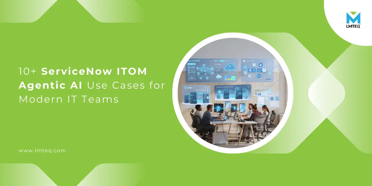 servicenow itom agentic use cases Diagram illustrating ServiceNow ITOM agentic AI use cases, including event noise reduction, alert correlation, autonomous root cause analysis, predictive outage prevention, incident prioritization by business impact, self-healing IT operations, anomaly detection, capacity optimization, proactive incident prevention, and actionable insights for IT leadership.